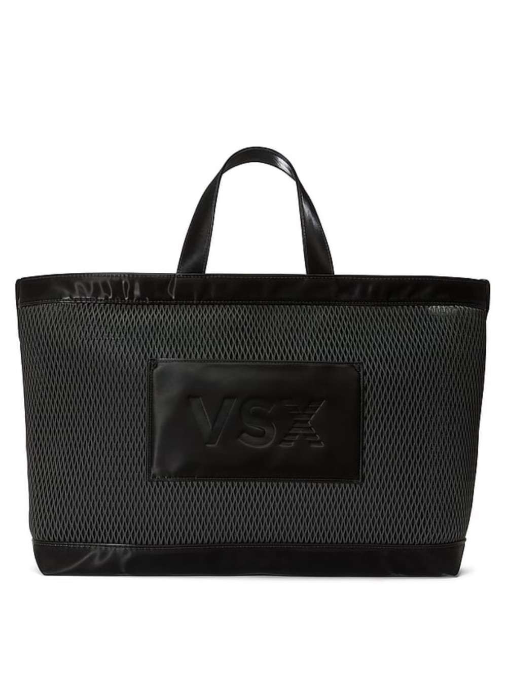 Victoria's Secret Black Mesh Tote with Embossed VSX Patch